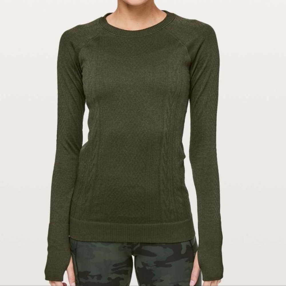 lululemon Rest less Dark Olive Pullover Sz 2